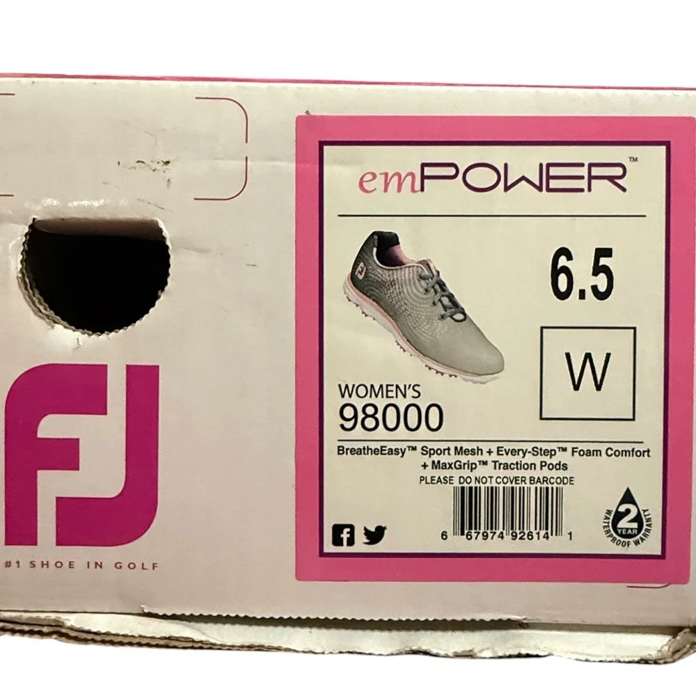 NIB FootJoy emPower 98000 Womens Golf Shoes Gray Pink Mesh  6.5 W Wide